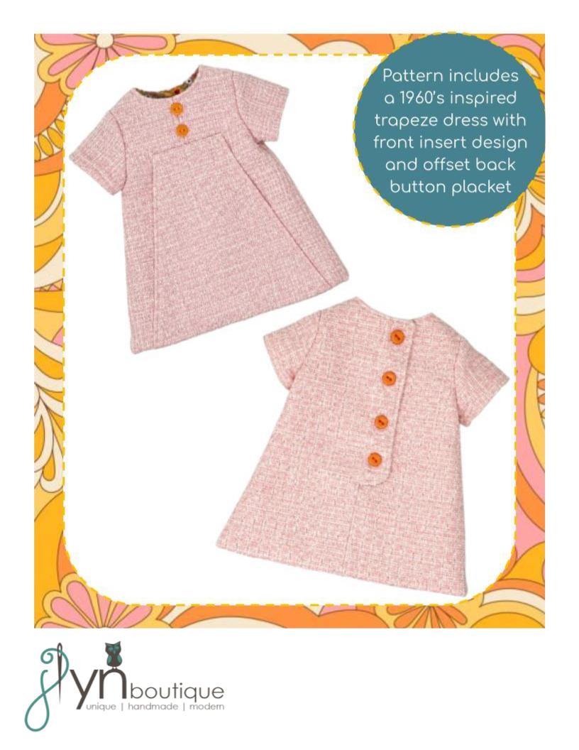 J Lyn Boutique 18 Inch Historical Vintage Trapeze Dress 18" Doll Clothes Pattern Pixie Faire