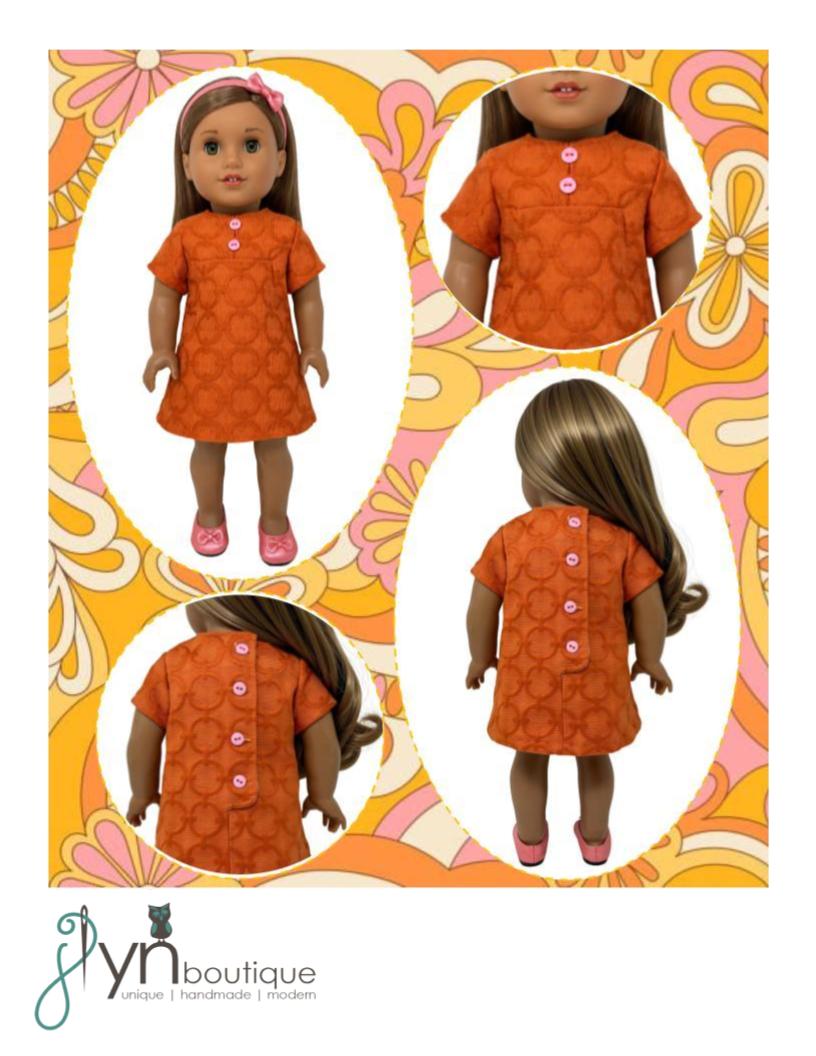 J Lyn Boutique 18 Inch Historical Vintage Trapeze Dress 18" Doll Clothes Pattern Pixie Faire
