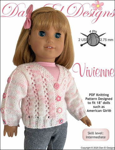 Dan-El Designs Knitting Vivienne 18" Doll Clothes Knitting Pattern Pixie Faire