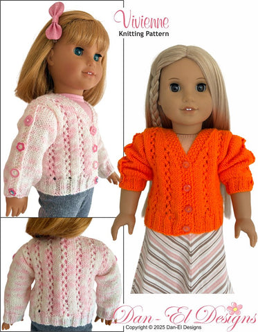 Dan-El Designs Knitting Vivienne 18" Doll Clothes Knitting Pattern Pixie Faire