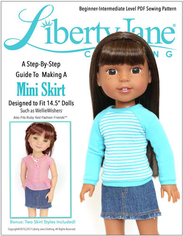 Liberty Jane WellieWishers Mini Skirt 14.5 - 15 Inch Doll Clothes Pattern Pixie Faire