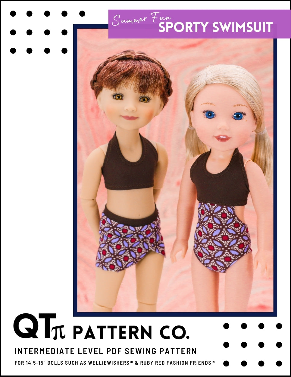 PF House Brand Ruby Red Fashion Friends Summer Fun Sporty Swimsuit 14.5-15" Doll Clothes Pixie Faire