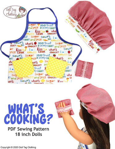 Doll Tag Clothing 18 Inch Modern What's Cooking? 18" Doll Clothes Pattern Pixie Faire