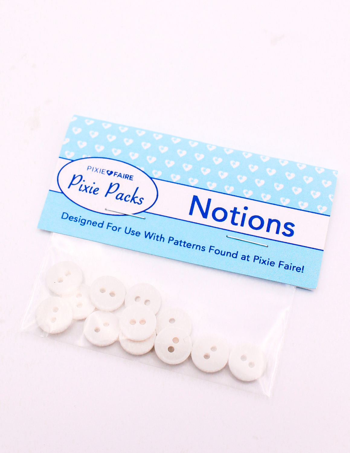 Pixie Faire Pixie Packs Pixie Packs Buttons - White 2-Hole Resin 3/8" Pixie Faire