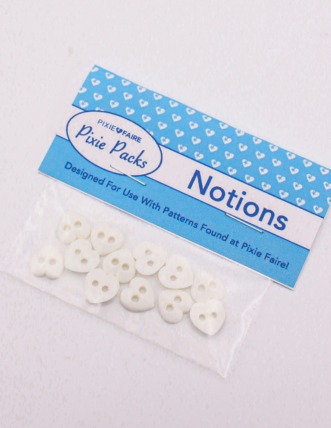 Pixie Faire Pixie Packs Pixie Packs Buttons - White Heart 3/8" Pixie Faire