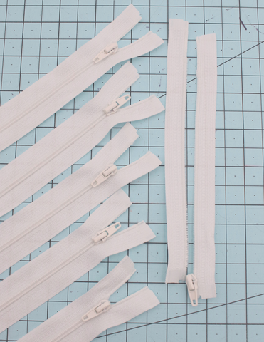 Pixie Faire Pixie Packs Pixie Packs 6" Separating Zippers For Doll Clothes White Coil Pixie Faire