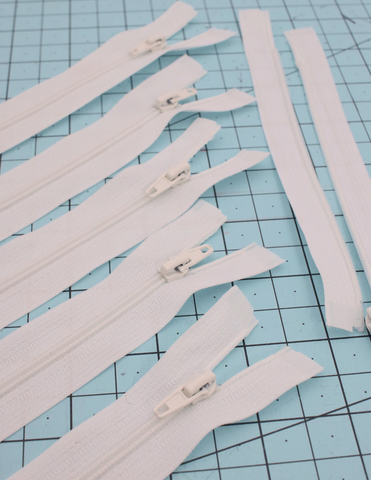 Pixie Faire Pixie Packs Pixie Packs 6" Separating Zippers For Doll Clothes White Coil Pixie Faire