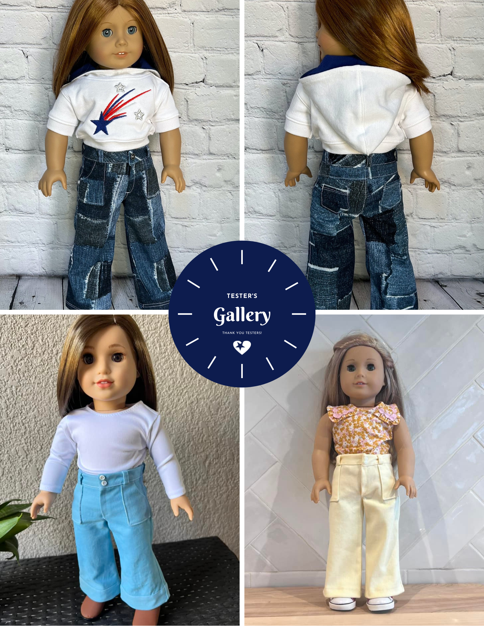 Liberty Jane Wide Leg Jeans 18 Inch Doll Clothes Pattern PDF