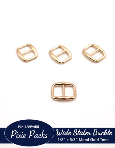 Pixie Faire Pixie Packs Pixie Packs Wide Oval Slider Buckle For 1/2" or 12mm Belt Metal Gold Tone Pixie Faire