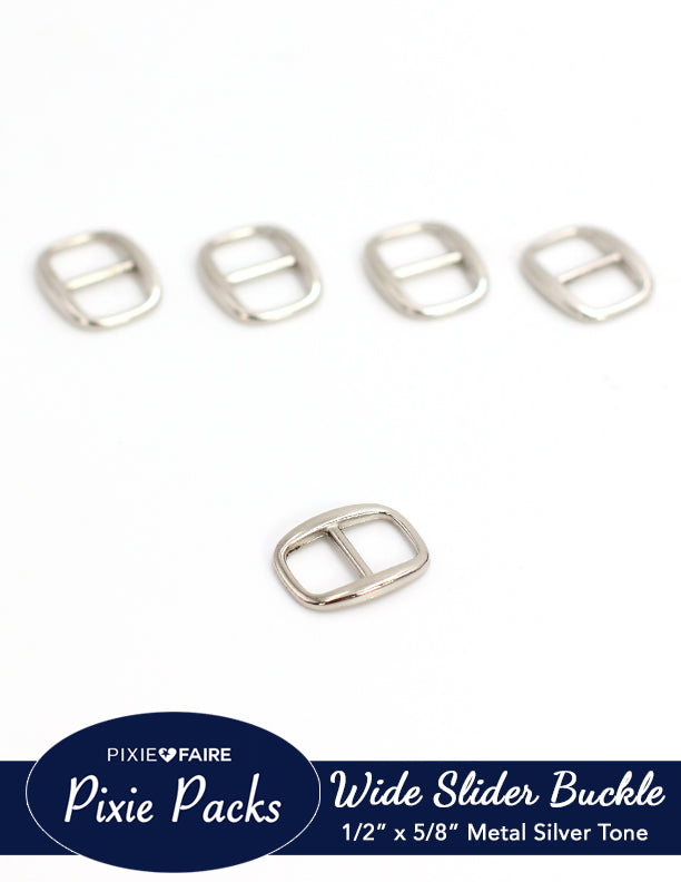 Pixie Faire Pixie Packs Pixie Packs Wide Oval Slider Buckle For 1/2" or 12mm Belt Metal Silver Tone Pixie Faire
