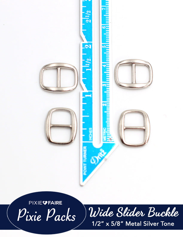 Pixie Faire Pixie Packs Pixie Packs Wide Oval Slider Buckle For 1/2" or 12mm Belt Metal Silver Tone Pixie Faire