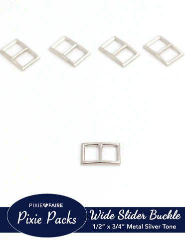 Pixie Faire Pixie Packs Pixie Packs Wide Rectangular Slider Buckle For 1/2" or 12mm Belt Metal Silver Tone Pixie Faire