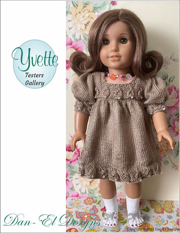 Dan-El Designs Knitting Yvette 18" Doll Clothes Knitting Pattern Pixie Faire