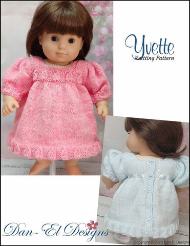 Dan-El Designs Knitting Yvette 15" Baby Doll Clothes Knitting Pattern Pixie Faire