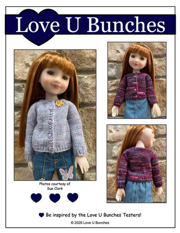 Love U Bunches Knitting Basic Cardigan 15" Doll Clothes Knitting Pattern for Ruby Red Fashion Friends Pixie Faire