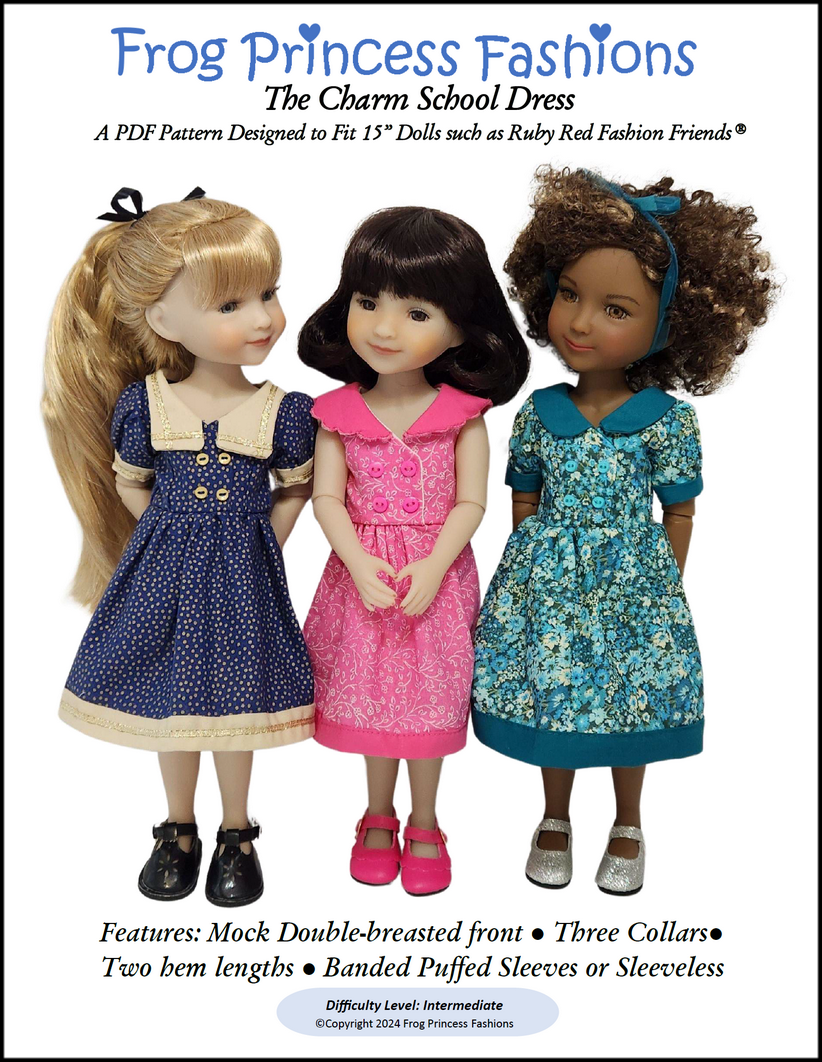Frog Princess Fashions Ruby Red Fashion Friends Charm School Dress Doll Clothes Pattern For 15" Ruby Red Fashion Friends™ Pixie Faire