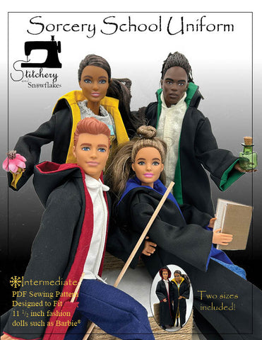 Stitchery By Snowflake Barbie Sorcery School Uniform Doll Clothes Pattern for 11 1/2" Fashion Dolls Pixie Faire