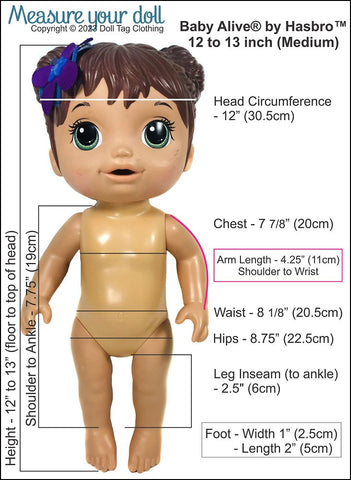 Doll Tag Clothing Baby Alive Doll Jubilation Party Dress Pattern for 12-13" Baby Alive Dolls Pixie Faire