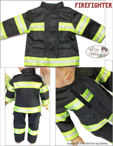 Doll Tag Clothing 18 Inch Modern Firefighter Outfit 18" Doll Clothes Pattern Pixie Faire