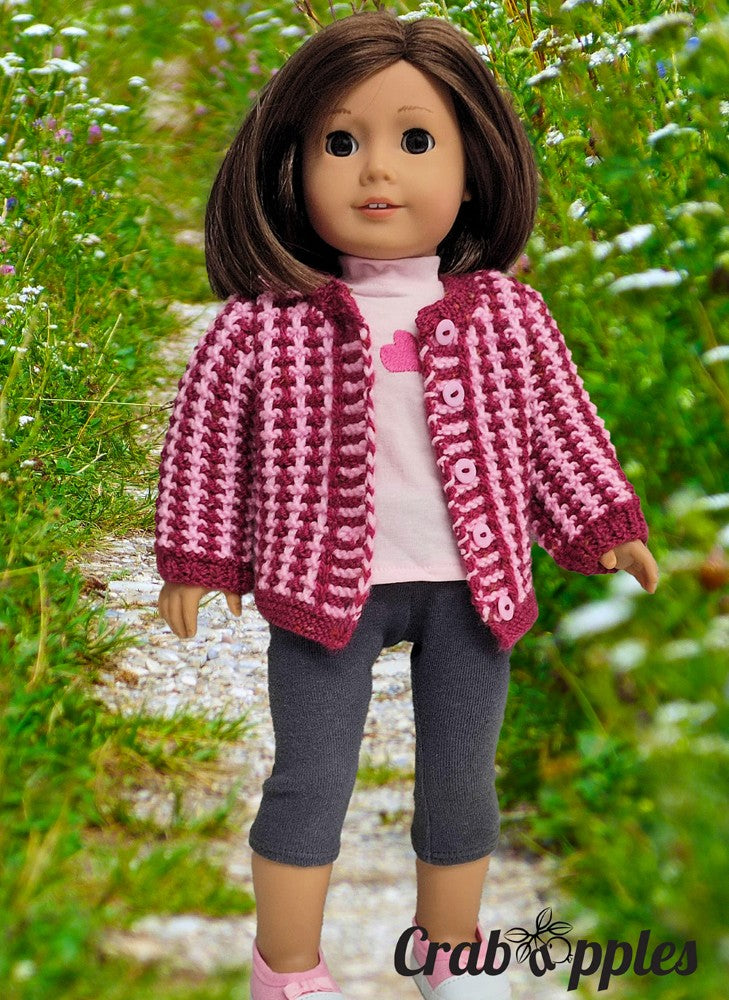 Crabapples Knitting Stripe It Rich 18" Doll Clothes Knitting Pattern Pixie Faire