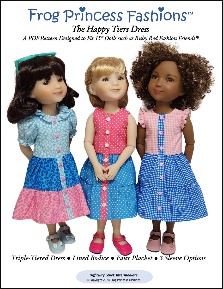 Frog Princess Fashions Ruby Red Fashion Friends Happy Tiers Dress Doll Clothes Pattern For 15" Ruby Red Fashion Friends® Pixie Faire