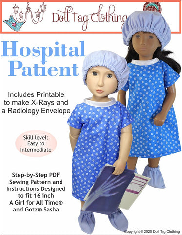 Doll Tag Clothing A Girl For All Time Hospital Patient Doll Clothes Pattern for 16" A Girl For All Time® Dolls Pixie Faire