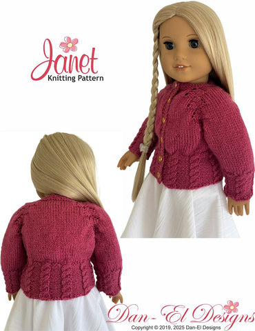 Dan-El Designs Knitting Janet 18" Doll Knitting Pattern Pixie Faire