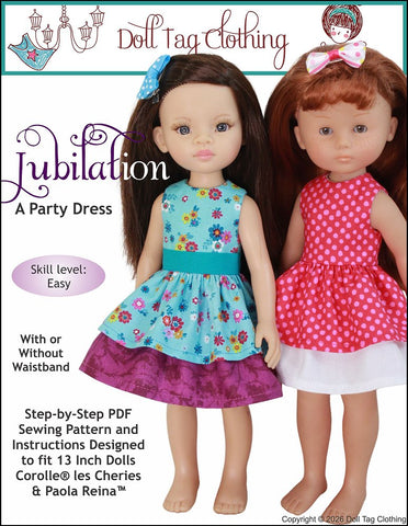 Doll Tag Clothing Paola Reina Jubilation Party Dress 13 inch Doll Clothes Pattern Pixie Faire