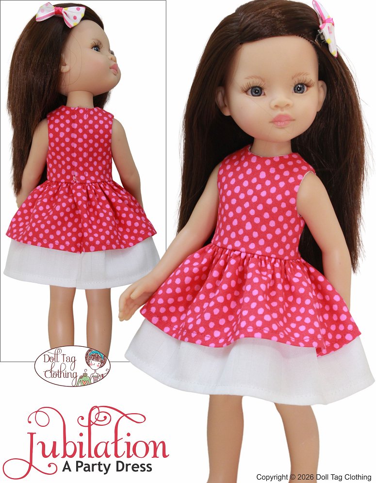 Doll Tag Clothing Paola Reina Jubilation Party Dress 13 inch Doll Clothes Pattern Pixie Faire