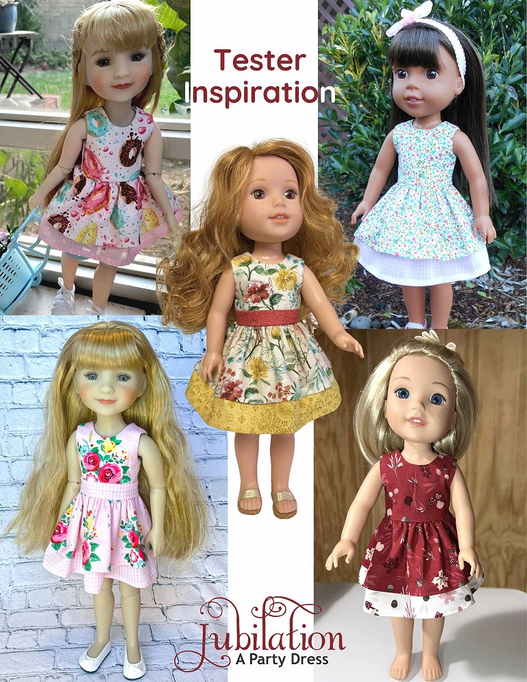 Doll Tag Clothing WellieWishers Jubilation Party Dress 14.5-15 inch Doll Clothes Pattern Pixie Faire