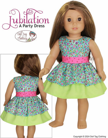 Doll Tag Clothing 18 Inch Modern Jubilation Party Dress Doll Clothes Pattern for 18" Dolls Pixie Faire
