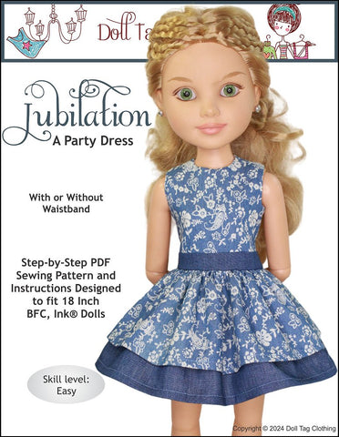 Doll Tag Clothing BFC Ink Jubilation Party Dress Doll Clothes Pattern for BFC, Ink Dolls Pixie Faire