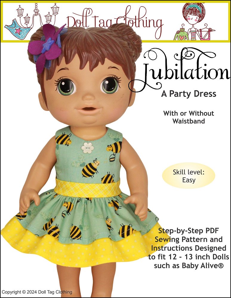 Doll Tag Clothing Jubilation Party Dress Doll Clothes Pattern Baby Alive Doll Tag Clothing Jubilation Party Dress Doll Clothes Pattern Baby Alive