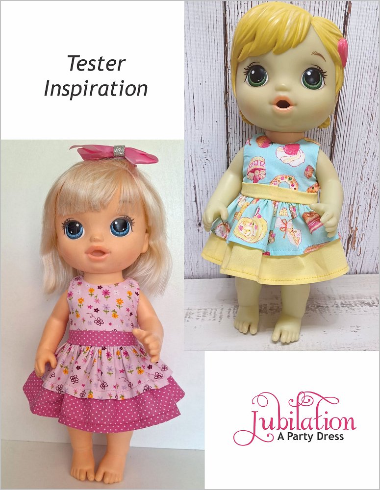 Doll Tag Clothing Baby Alive Doll Jubilation Party Dress Pattern for 12-13" Baby Alive Dolls Pixie Faire