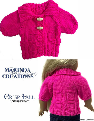 Marinda Creations Knitting Crisp Fall 18" Doll Clothes Knitting Pattern Pixie Faire