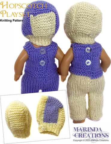 Marinda Creations 8" Baby Dolls Hopscotch Playset 8" Baby Doll Clothes Knitting Pattern Pixie Faire