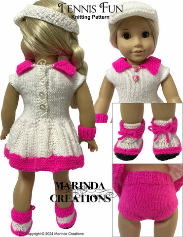 Marinda Creations Knitting Tennis Fun 18" Doll Knitting Pattern Pixie Faire