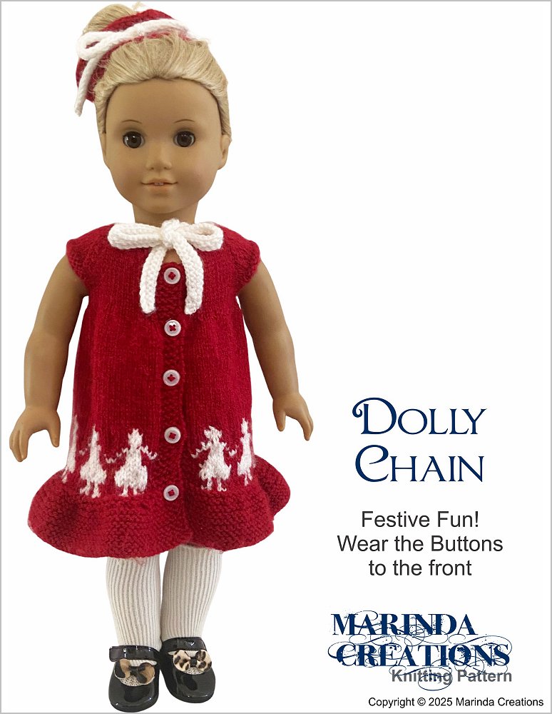 Marinda Creations Knitting Dolly Chain 18" Doll Clothes Knitting Pattern Pixie Faire