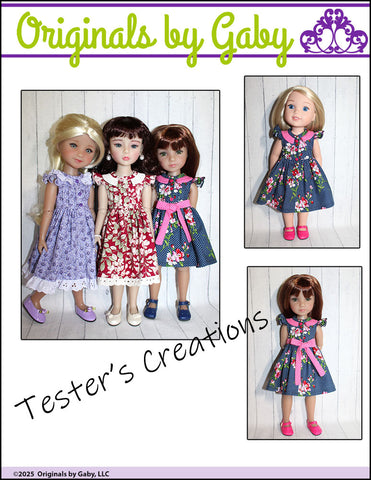 Originals by Gaby WellieWishers Soundside Dress and Blouse 14.5-15" Doll Clothes Pattern Pixie Faire