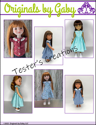 Originals by Gaby WellieWishers Soundside Dress and Blouse 14.5-15" Doll Clothes Pattern Pixie Faire