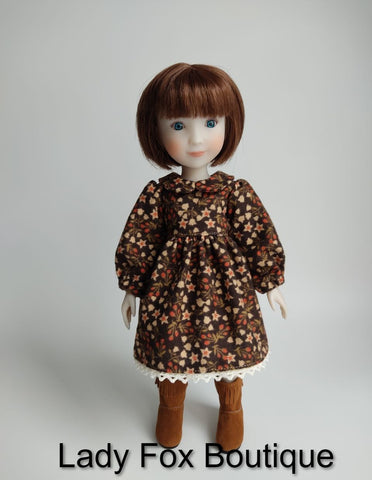 Lady Fox Boutique Siblies Cozy Autumn Dress Doll Clothes Pattern For 12" Siblies Dolls Pixie Faire