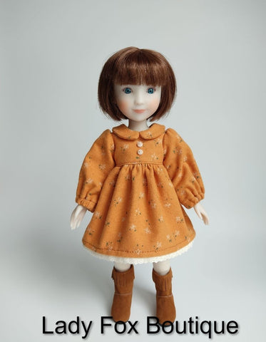 Lady Fox Boutique Siblies Cozy Autumn Dress Doll Clothes Pattern For 12" Siblies Dolls Pixie Faire