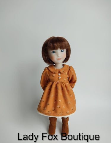 Lady Fox Boutique Siblies Cozy Autumn Dress Doll Clothes Pattern For 12" Siblies Dolls Pixie Faire