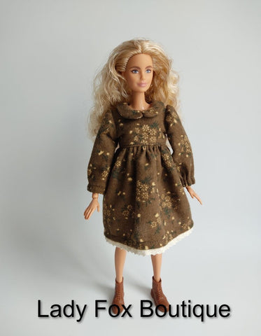 Lady Fox Boutique Barbie Cozy Autumn Dress Doll Clothes Pattern For 11-12" Fashion Dolls such as Barbie, BMR, MTM Pixie Faire