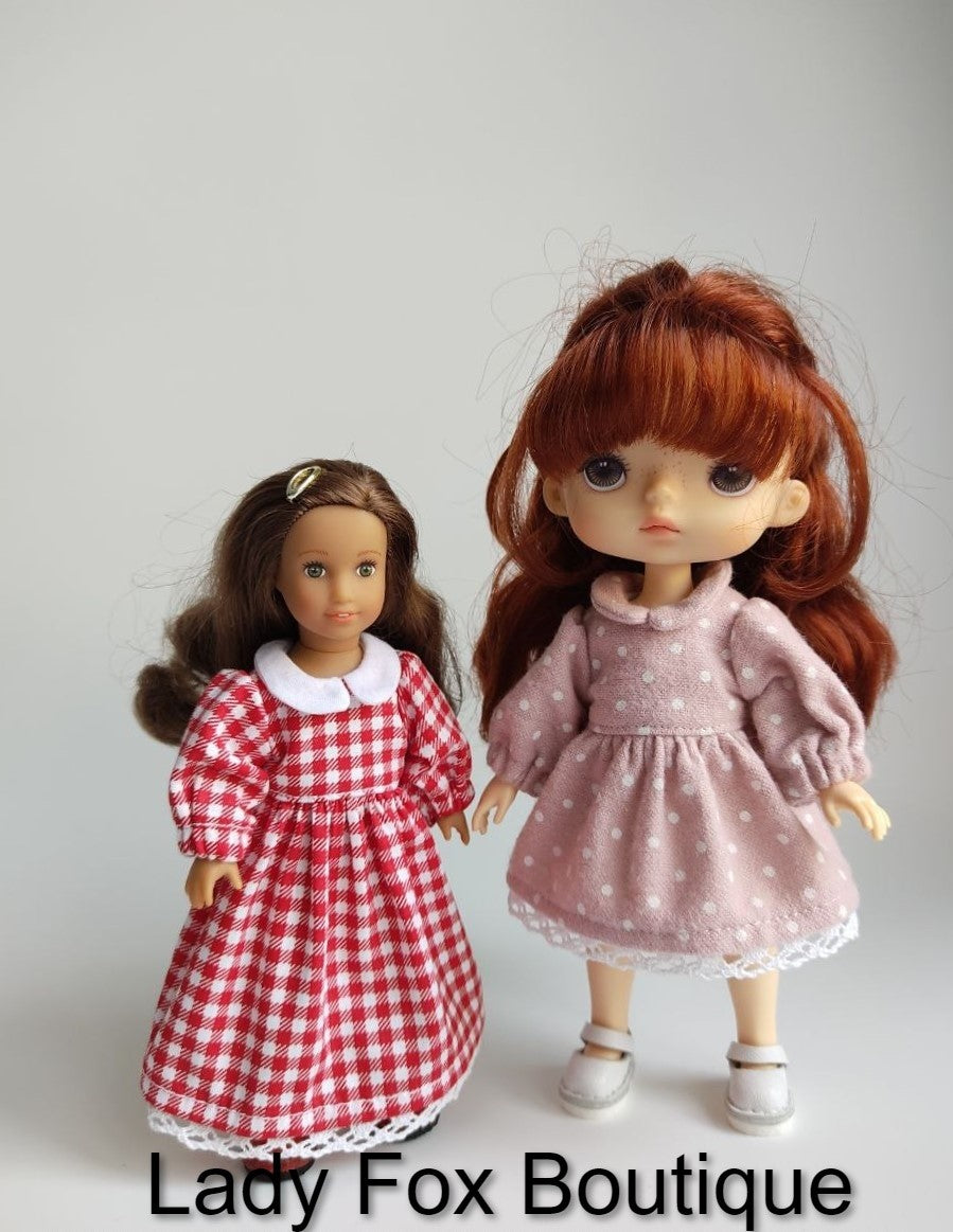 Lady Fox Boutique Mini Cozy Autumn Dress Doll Clothes Pattern For 6 Inch AG Mini Dolls Pixie Faire