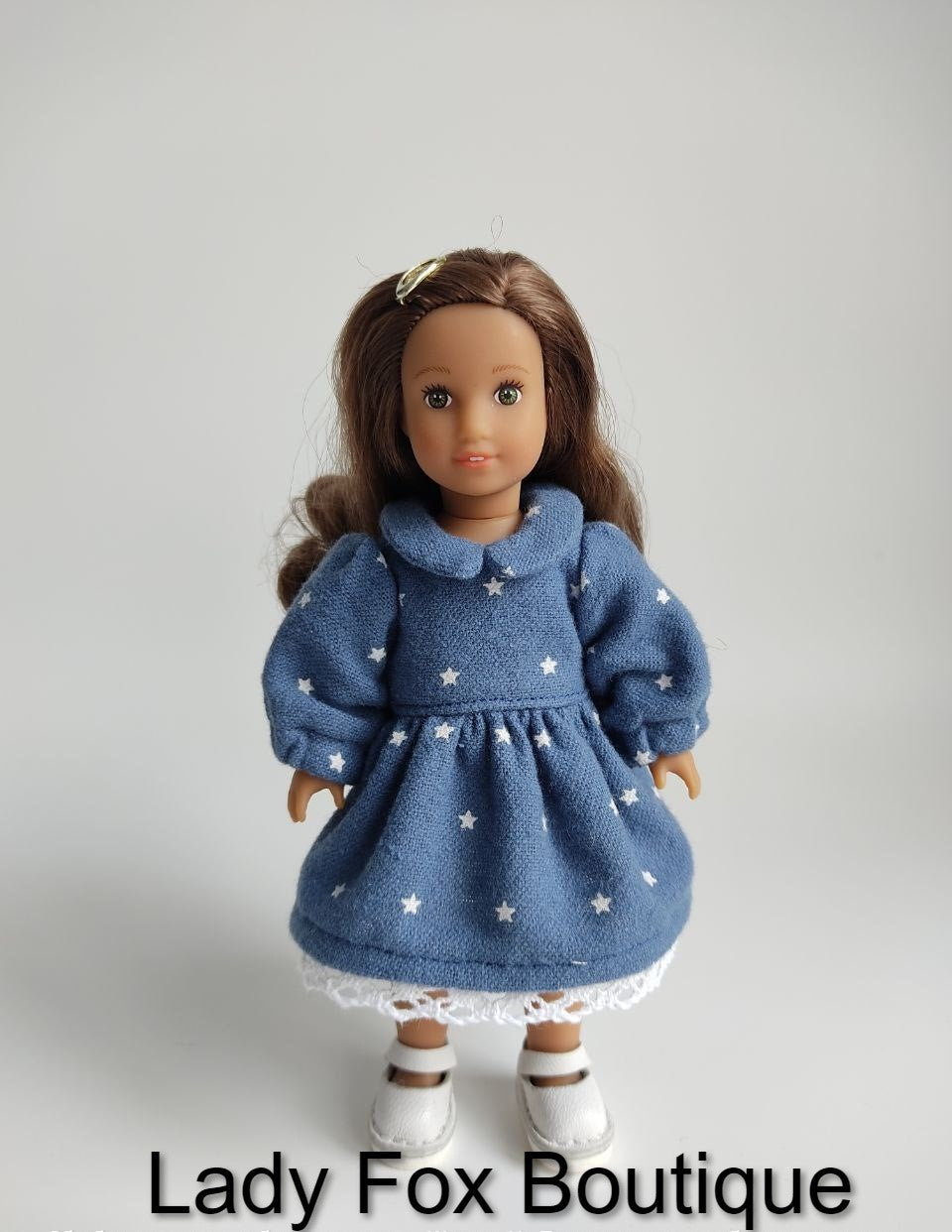 Lady Fox Boutique Mini Cozy Autumn Dress Doll Clothes Pattern For 6 Inch AG Mini Dolls Pixie Faire