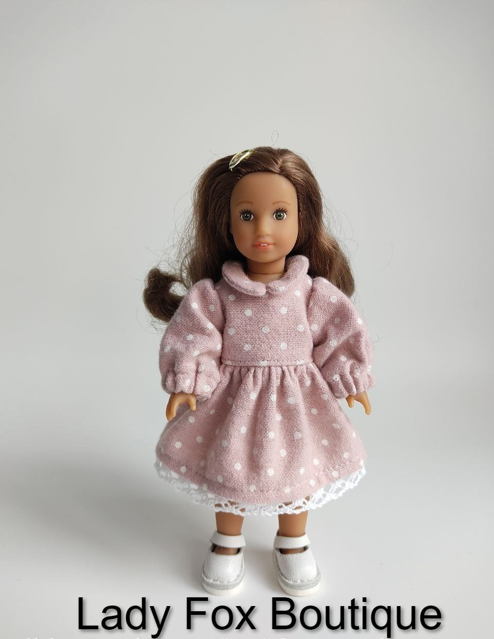 Lady Fox Boutique Mini Cozy Autumn Dress Doll Clothes Pattern For 6 Inch AG Mini Dolls Pixie Faire