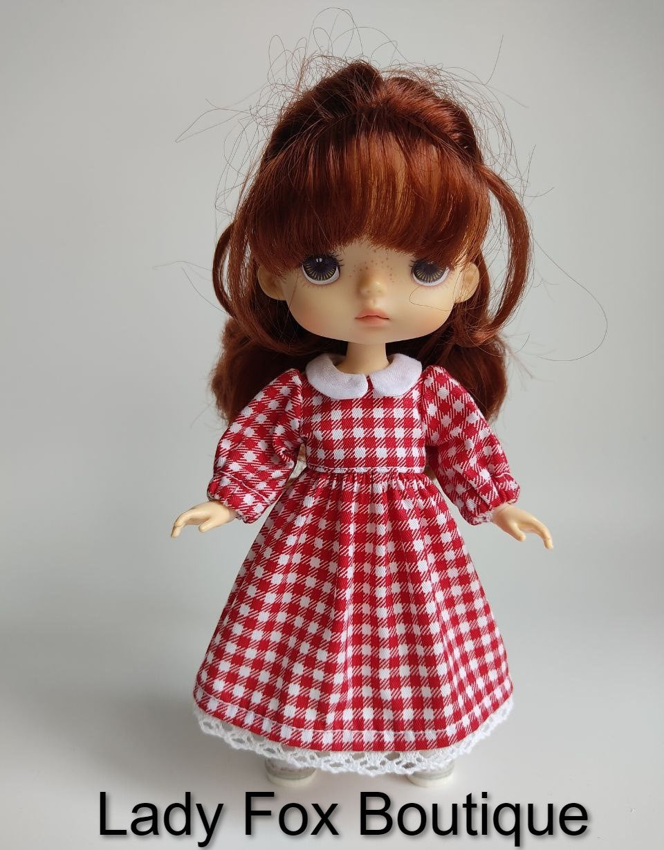 Lady Fox Boutique Mini Cozy Autumn Dress Doll Clothes Pattern For 6 Inch AG Mini Dolls Pixie Faire