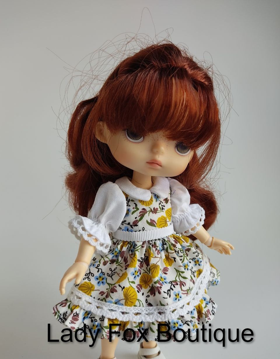 Lady Fox Boutique Mini Glasha Dress 6-8 Inch Doll Clothes Pattern for Mini American Girl™ and Xiaomi Monst™ Pixie Faire
