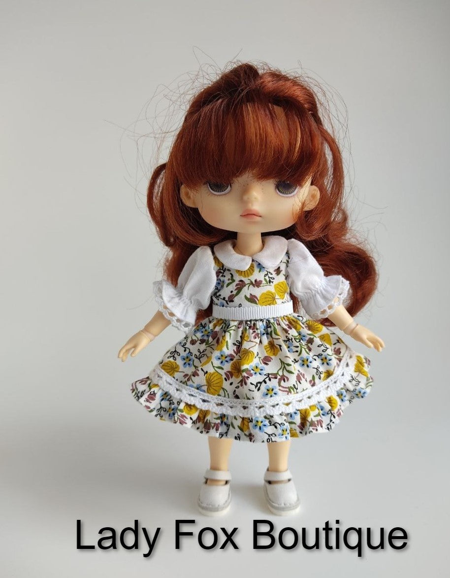 Lady Fox Boutique Mini Glasha Dress 6-8 Inch Doll Clothes Pattern for Mini American Girl™ and Xiaomi Monst™ Pixie Faire